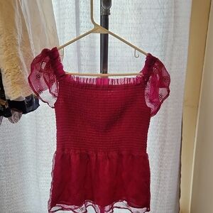 Vince Camuto Fuchsia Smocked Blouse